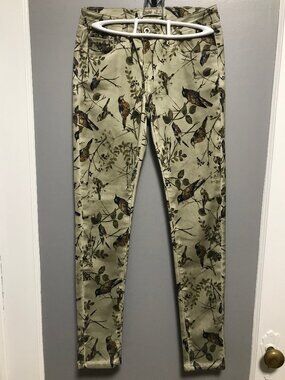 Y2K Forestcore Cottagecore Animal Bird Print Skinny Pants size SMALL / 26